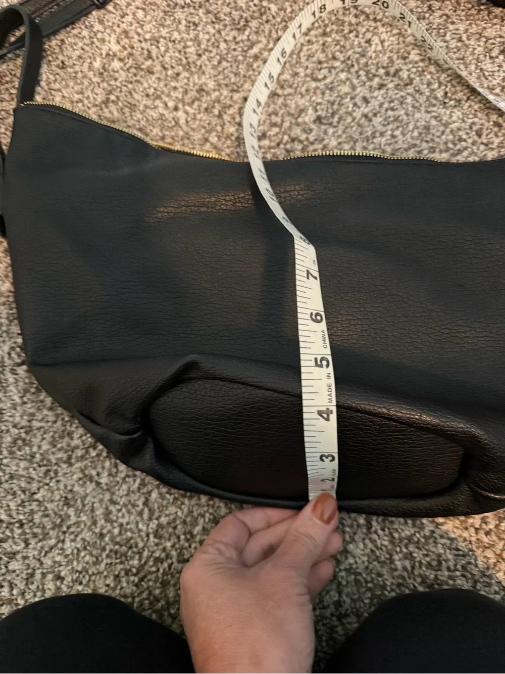 Women's Black Pebbled Leather Hobo Shoulder Bag